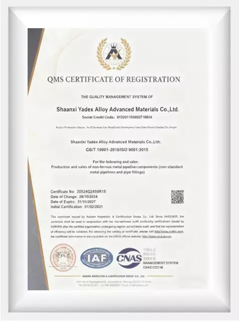 QMS Certificate of Registration IAF CNAS